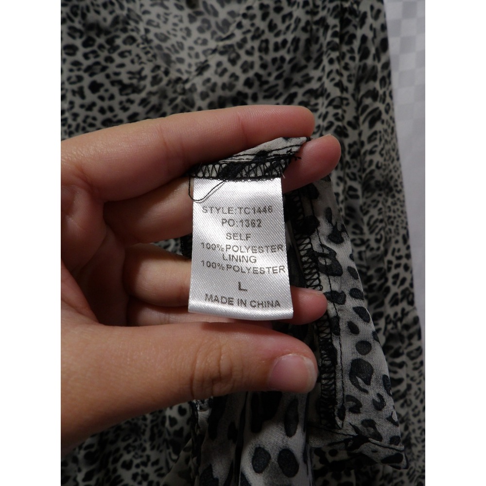 GIGIO Tiered Long Sleeve Leopard Print Dress | L - Picture 4 of 4